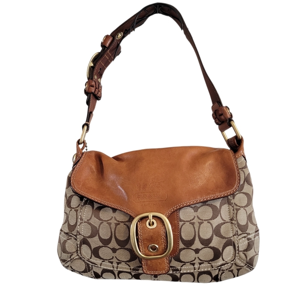 Vintage Coach Legacy Bleeker SOHO Monogram Shoulder Bag Purse British Tan #11772